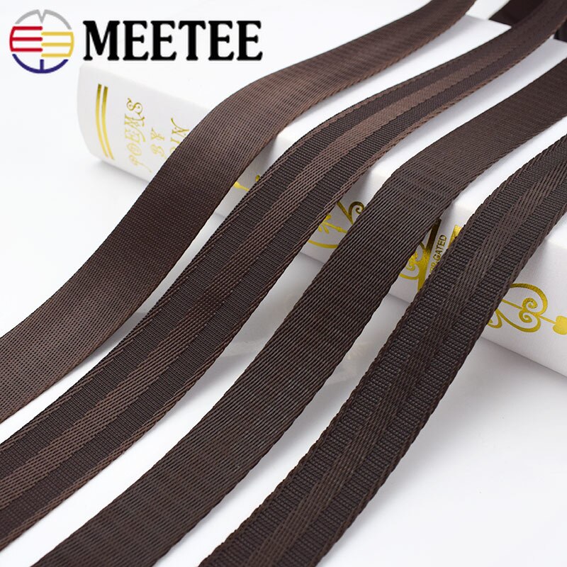 Meetee 5 meter 20-50mm polyester nylon webbing tape sikkerhedssæde bånd rygsæk kæledyr rem bælte omsnøring blonder bias bindende tape