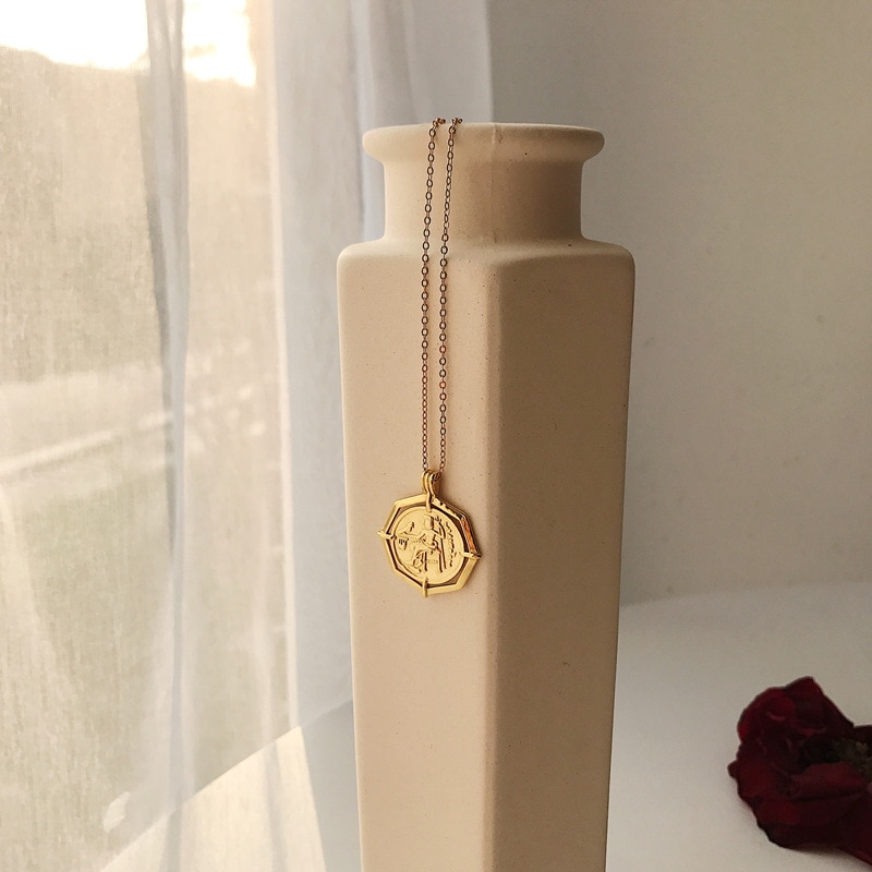 Louleur guld 925 sterling silver halsband rom retro mynt hänge halsband för kvinnor silver 925 fina smycken berlocker matchande