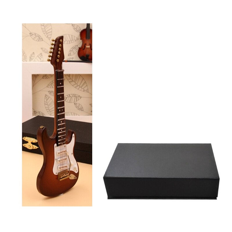 10cm miniature elektrisk guitar replika med box stand musikinstrument model hvid rød kaffe sort mini guitar model til: Jf
