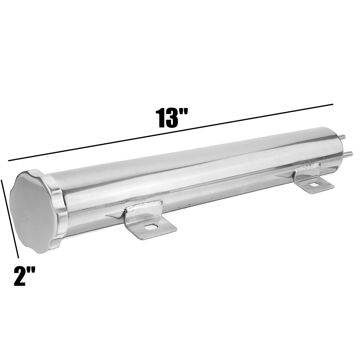 Universal 13" x 2" Polished Stainless Steel Radiator Overflow Tank Liquid Cooling Kettle Overflow Tank For Gm Chevy Gmc Cadillac