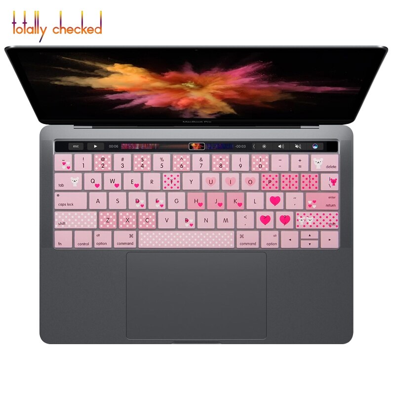 Pour Mac Macbook Pro 13 15 13.3 15.6 tactile Bar A1706 A1707 A1989 A1990 US anglais clavier couverture protecteur de peau: cartoon