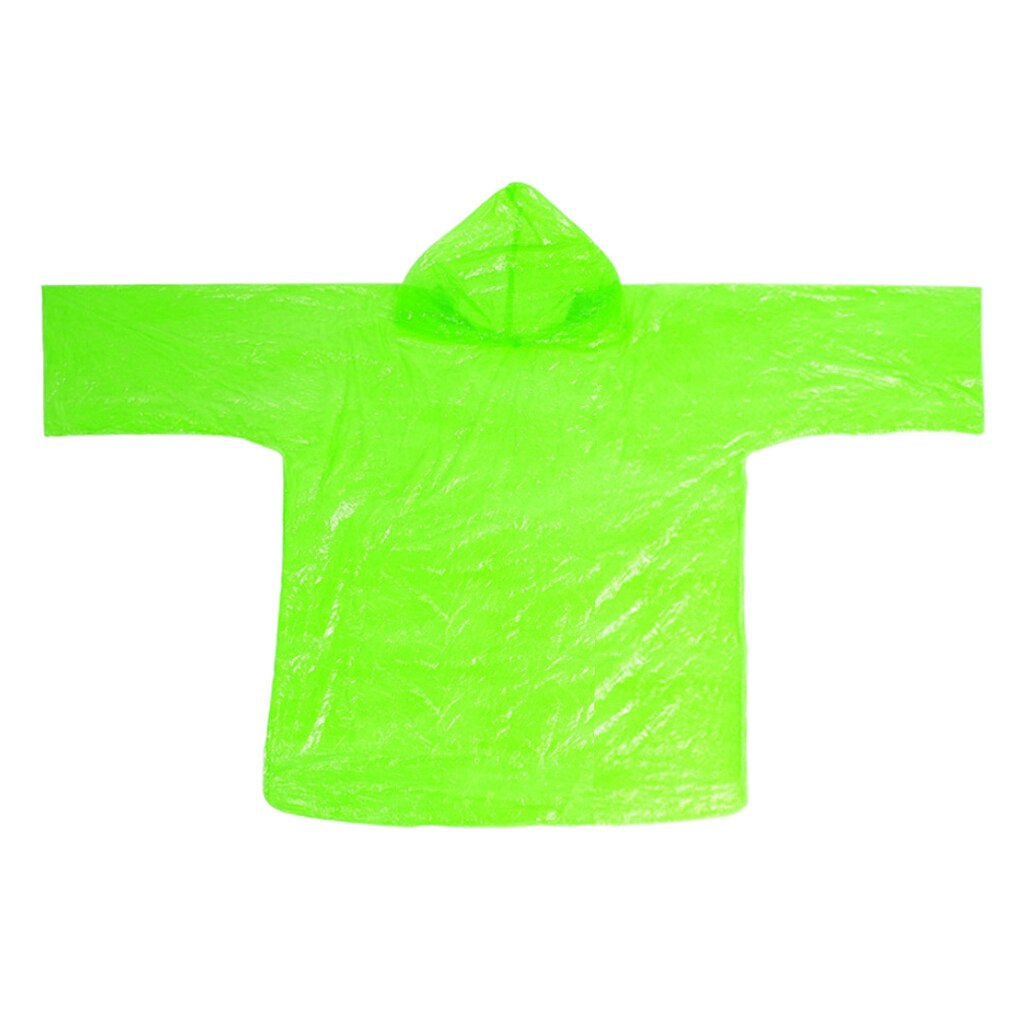 Engangs vandtæt regnfrakke hætteklædt regnfrakke regnfrakke med opbevaringspose: Grøn