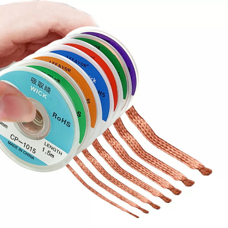 1mm-2.5mm-4mm 1,5 M 3M trenza para desoldar removedor de soldadura alambre de mecha soldadura estaño Cable con ventosa Cable de plomo herramienta de reparación de flujo AN