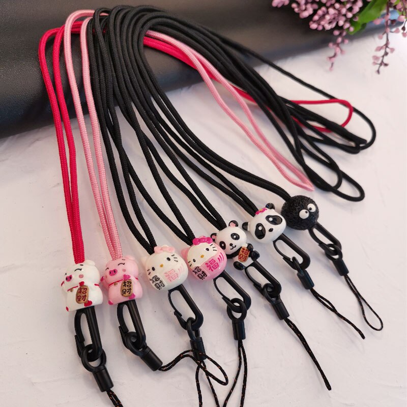 Long Neck Mobile Phone Lanyard Hanging Cartoon Pendant Cute Lucky Cat Piggy Pendant Mobile Phone Case Universal Antilost Lanyard