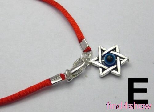 10 pulseras de la buena suerte con forma de ojo de cuerda roja, mano de Hamsa, &quot;Estrella de David&quot;: E