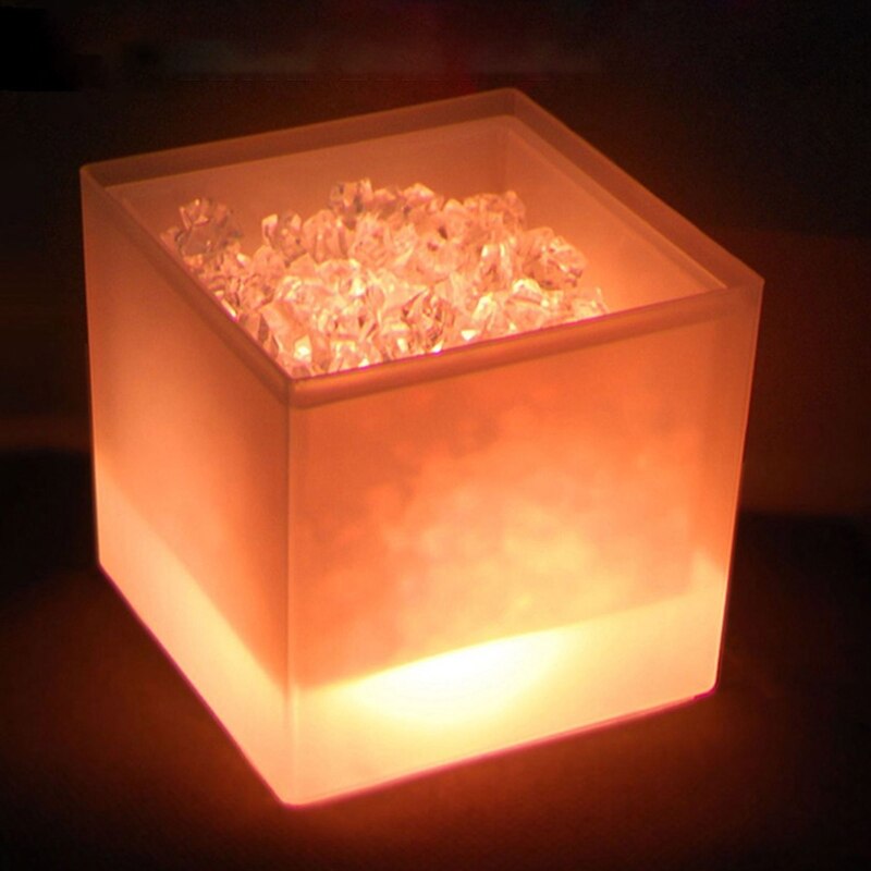 Barra de cubitera cuadrada de doble capa LED duradera, soporte de agua para vino helado R66B