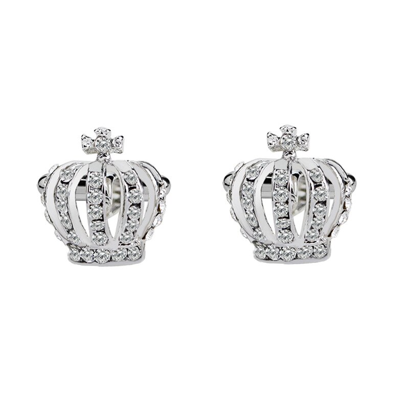 Strass Krone Manschettenknöpfe für Männer Französisch Gold/Silber Farbe/Blau Hemd Manschettenknöpfe Zubehör Männer Schmuck: yin