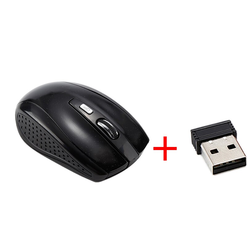 1600 DPI USB Optical Wireless Computer Mouse 2.4G Receiver Super Slim Mouse For Laptop PC Computer USB Receiver: black