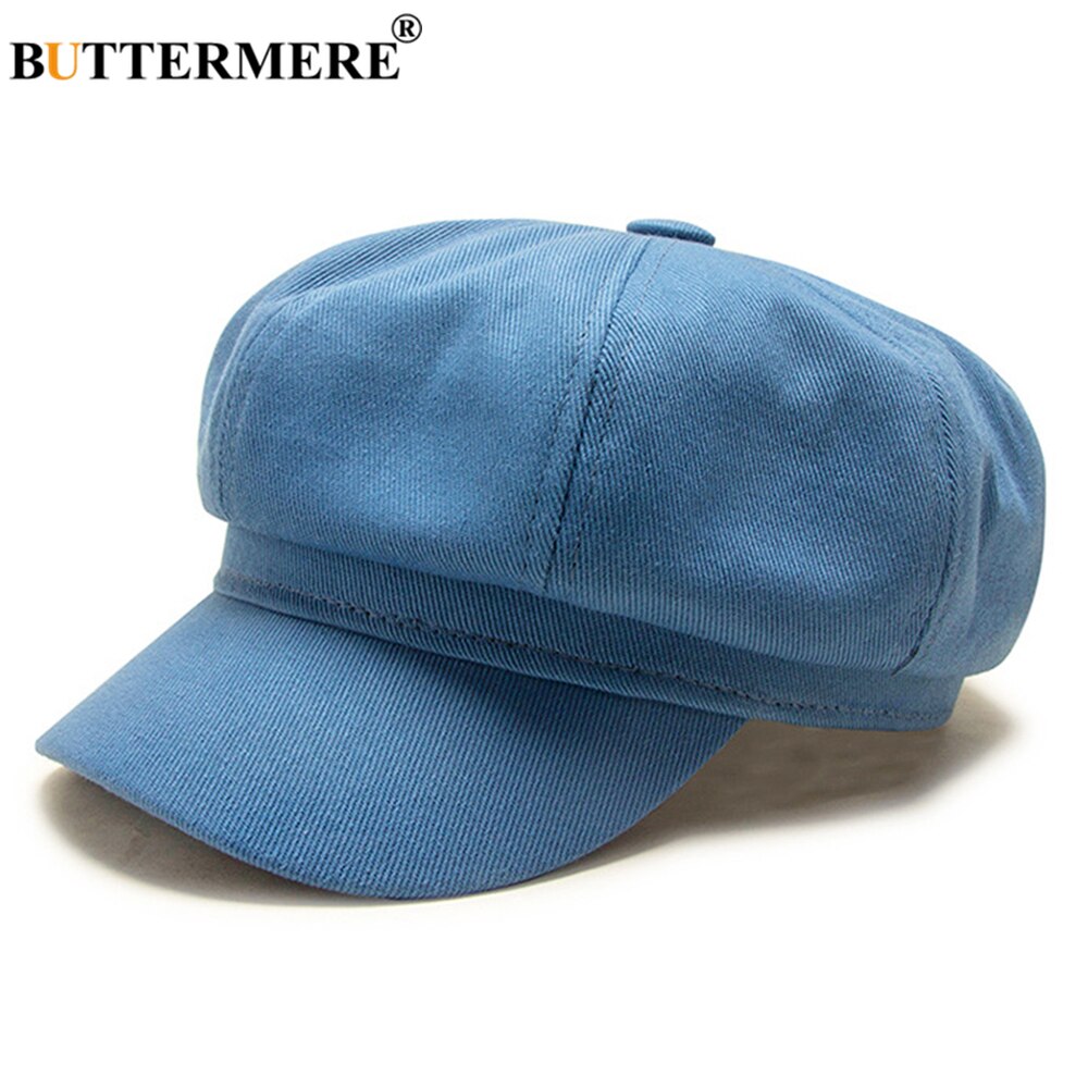 BUTTERMERE Autumn Winter Hats for Women Blue Newsboy Cap Cotton ...