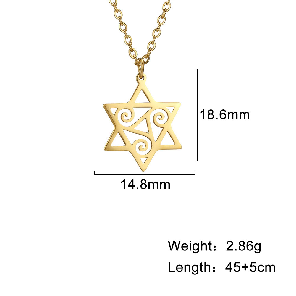 Män kvinnor trendiga magen david star hänge halsband israel judisk rostfritt stål kedja star of david cross charm choker smycken: G-spiral halsband