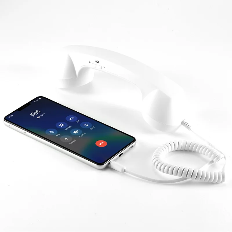 Telefoonhoorn 3,5 mm Klassiek, modieus Stijlvolle handsetontvanger Microfoonluidspreker voor telefoon Smartphone: WIT
