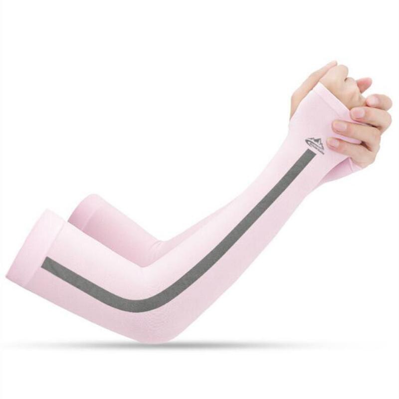 UV Cooling Arm Sleeves Summer Sports Long Cover Fingerless Gloves Running Cycling Driving Cool And Breathable Sleeve: pink