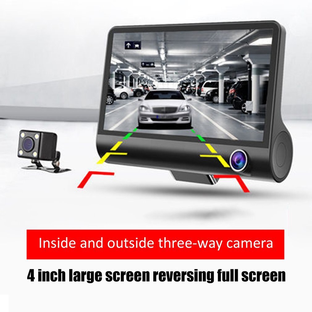 Auto dvr 3 camera lens 4.0 inch dashcam dubbele lens met achteruitrijcamera videorecorder autoregistratie dvr dashcam