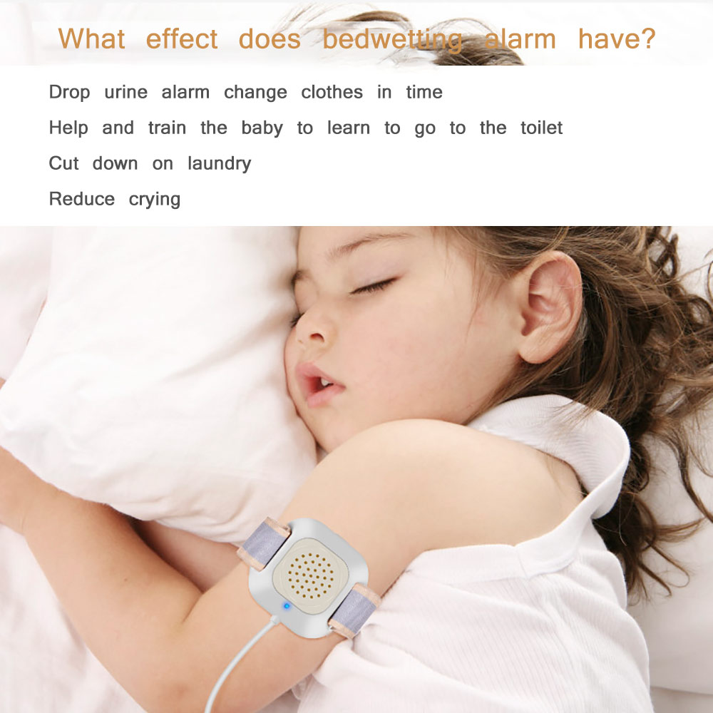 Alarma del sensor de la ropa de cama del desgaste del brazo para el orinal del bebé niños adultos entrenamiento mojado recordatorio Sleeping Enuresis plaswekker