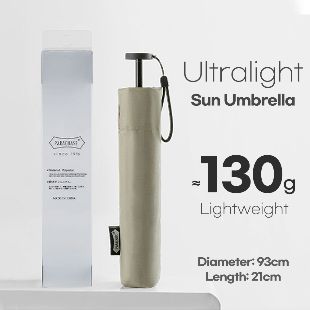 Parachase Folding Umbrella Rain Women Men Ultralight Portable Travel Japanese Umbrella Windproof 6K Mini Clear Umbrella Paraguas: Beige