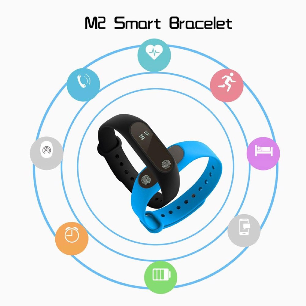 M2 Hartslagmeter Sport Stappenteller Fitness Tracker Bluetooth Smart Armband