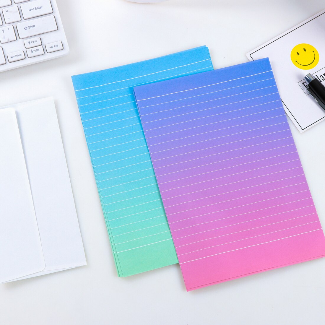 FangNymph Cute Gradient Envelopes Kawaii Writing Paper Letter Set For Kids School Supplies Student School Supplies