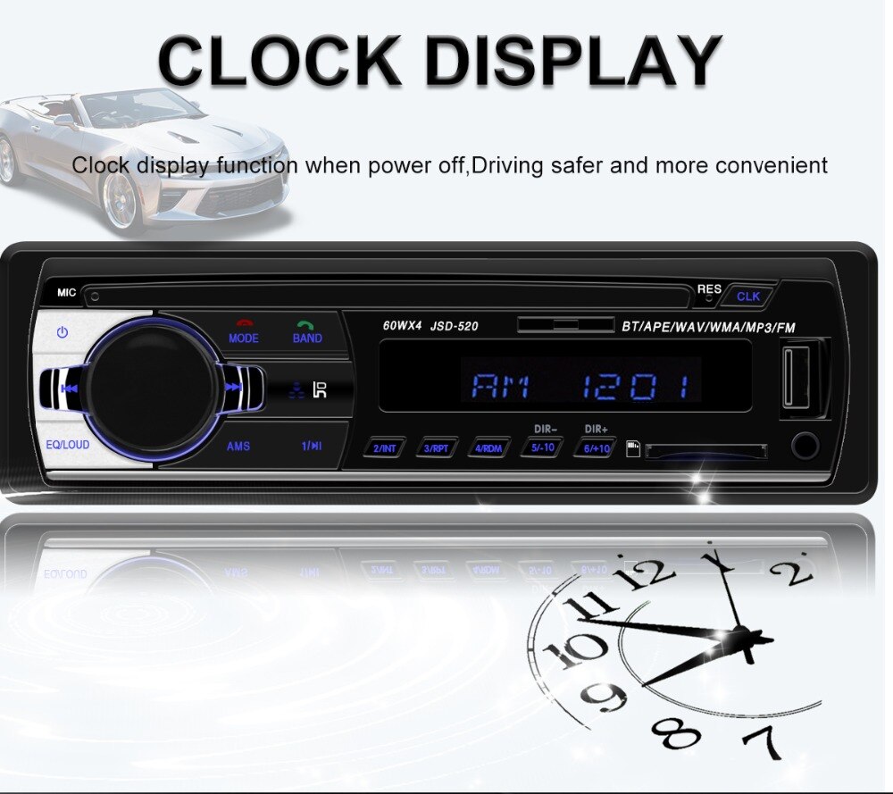 Fabriek JSD-520 Bluetooth Auto Radio Car Stereo Speler Aux Input Fm Ontvanger Sd-kaart Usb 12V In-Dash 1 Din Autoradio Speler