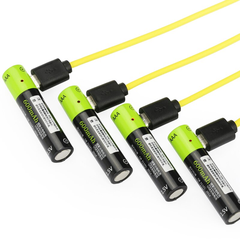 Znter 1.5v aaa-akkus, 600 mah, usb-wiederaufladbarer lithium-polymer-akku, schnellladung über micro-usb-kabel: Kabel hinzufügen