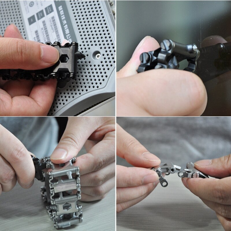 Monityökalurannekkeet monitoimikorjausrannekoru 29 in 1 ruostumaton teräs ruuvimeisseli jakoavain polkupyörän retkeily hätäpakkaus