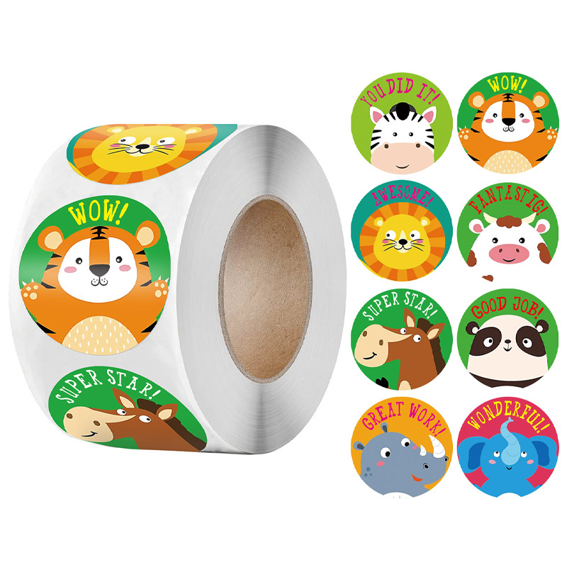 50-500pcs 1inch round good job cute animal teacher reward deco stickers korean logo stickers scrapbook paper Fridge stickers