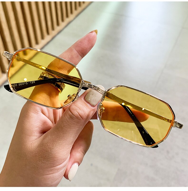Gafas de sol estrechas para hombre, lentes de sol rectangulares a la para mujer, de metal, de de lujo, clásicas, UV400,