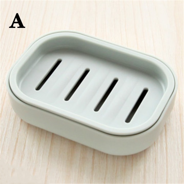 Dubbellaags Zeepbakje Met Deksel Huishoudelijke Douche Toilet Afvoer Zeepbakje Creatieve Reizen Draagbare Container Zeepbakje Houder: Gray blue  A