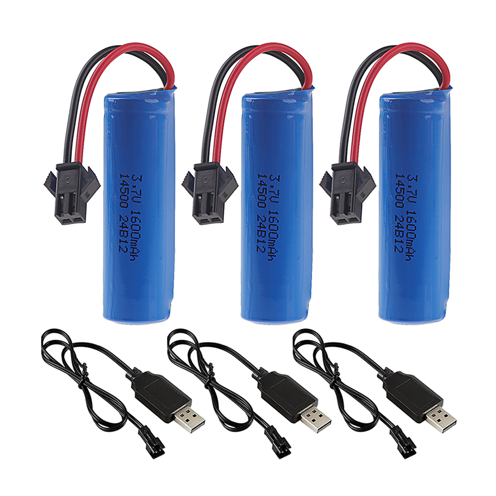 Batería de iones de litio de 3,7 V, 1600mah, 14500 y cargador para C2 D828 RC Stunt Dump, accesorio de juguete para coche, 3,7 V, 1200mah, con enchufe de SM-2P: Oro