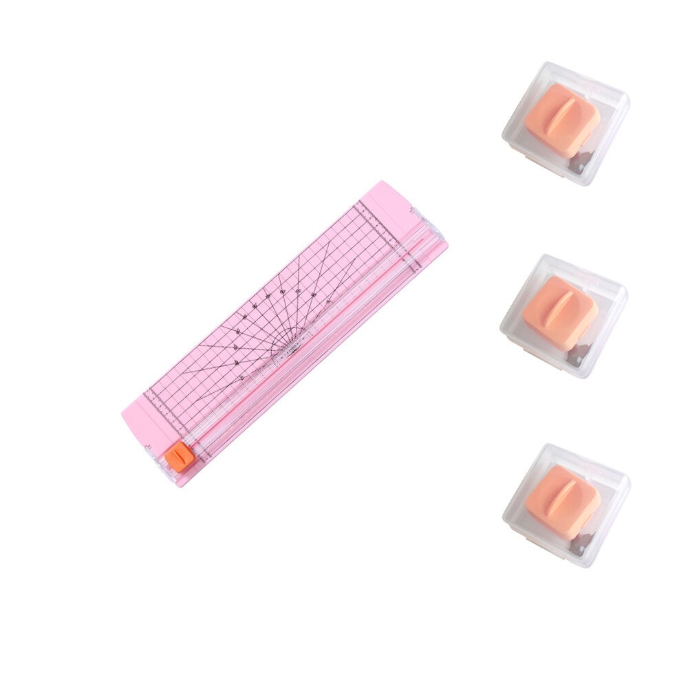 A4 A5 Papier Cutter Cut Kantoorbenodigdheden Plastic Zwart Verstelbare Hoek Met Crop Heerser Cutting Mat Machine Liniaal Verborgen blade: pink with 3 heads