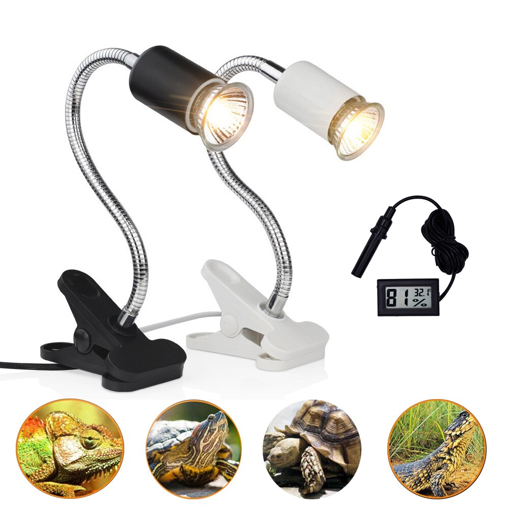 Bombilla con Clip de calefacción para el ambiente de mascotas, lámpara de luz solar UVA + UVB para reptiles, tortugas, lagarto, camaleón, serpiente, reptil