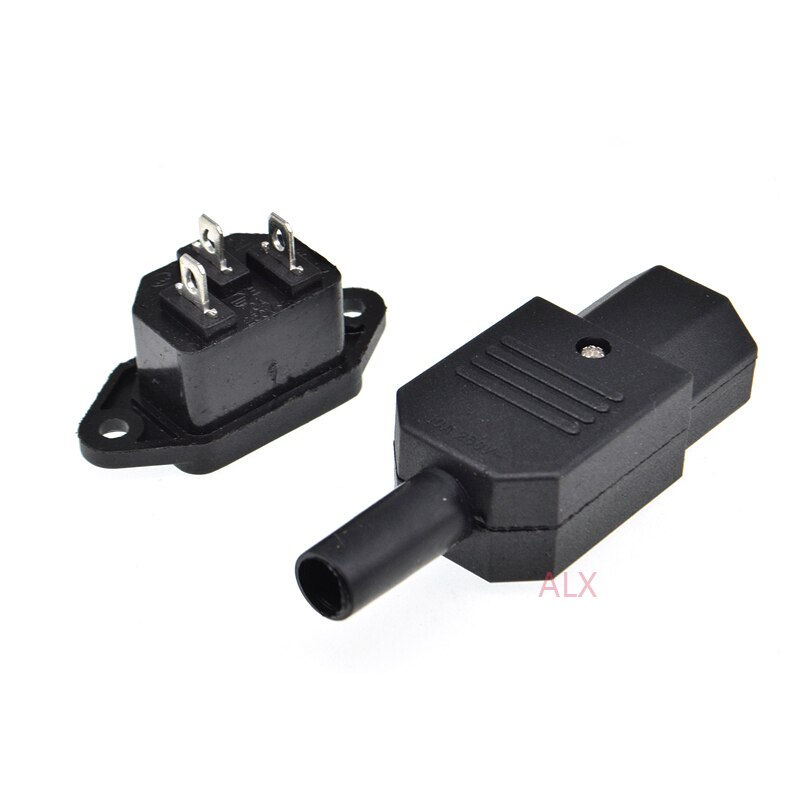 10A US AC250V 10A 3pin IEC C13 Power Supply plug socket Adapter male plug & female jack Rewirable cable wire connector