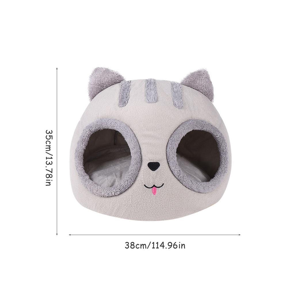 Cat Bed Cave Soft Covered Cat Bed Cat Head Shaped Pet Kitten Hut Cat Head Kennel Semi-closed Thick Warm Pet Kennel Pet Supplies