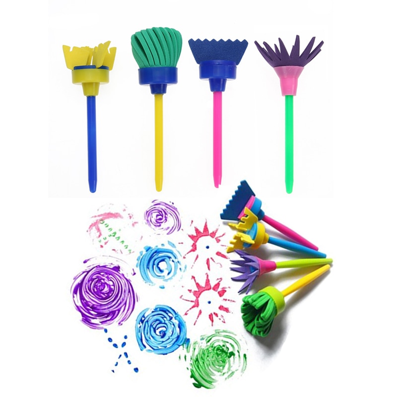 4/6 stk rotere spin maling tegning svamp børster børn diy blomst svamp kunst graffiti børster maleri værktøj uddannelse tegning legetøj