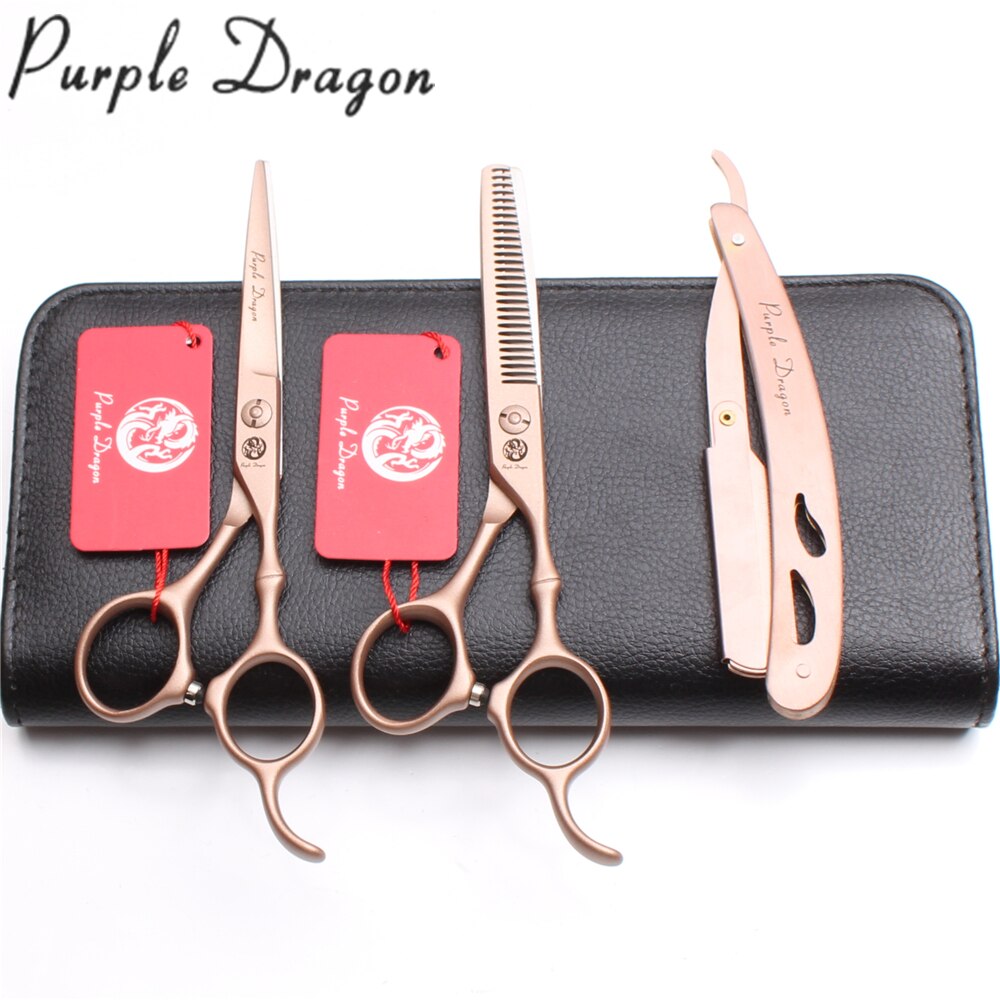 5.5" 16cm JP 440C Purple Dragon Rose Gold Hairdressing Scissors Thinning Shears Normal Scissors Hair Scissors Z9030