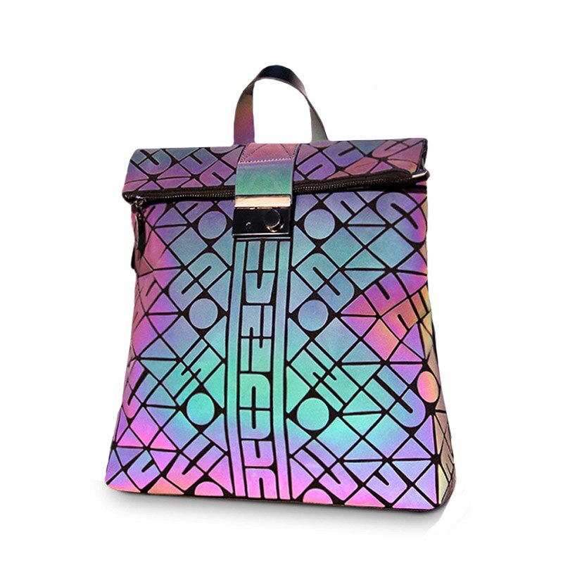 Geometriske rygsække kvinder skole rygsæk studerende skoletasker kvindelige lysende rejse taske taske holografisk mochila: Default Title