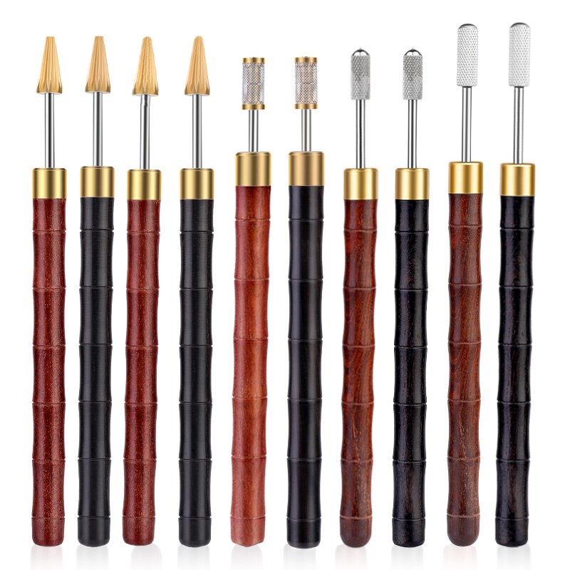LMDZ Leather Edge Oil Pen Top Edge Dye Pen Roller Oil Pen Sandalwood Handle Leather Craft Tool Applicator Speedy Paint Tools