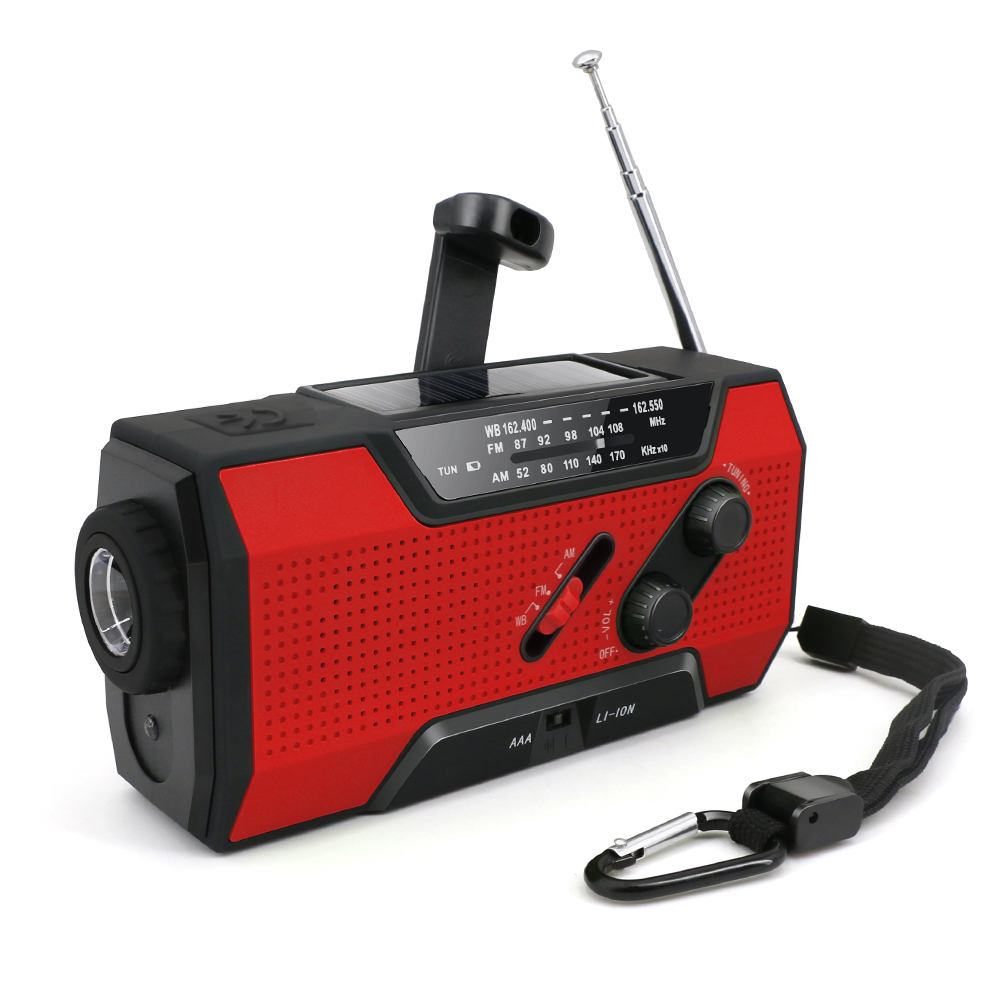 Rádio de emergência portátil multifuncional rádio de prevenção de desastres de rádio 2000mah solar com lanterna led solar powerbank rádio