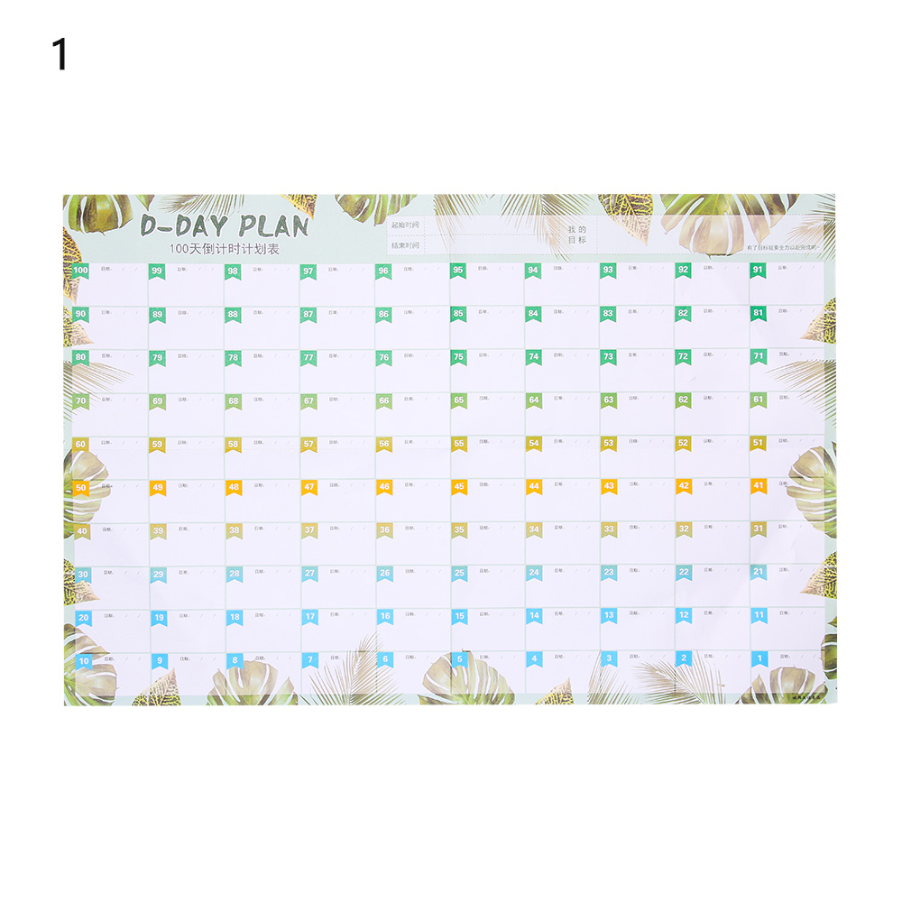 1 PC 100-Day Countdown Sign Calendar Learning Schedule Daily Agenda for Kids Study Planning Office School Supplies: 1