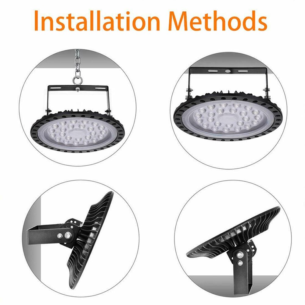 50/100w 220v ledet høy bukt lys lav bukt ufo pilsner industrilys til supermarked kontor parkeringsplass lampe 120 grader