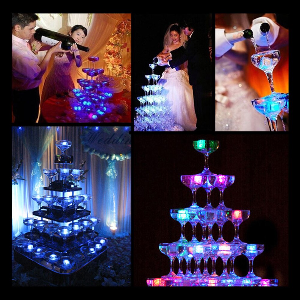 Multicolor Ijsblokjes Licht Decoratieve Led Liquid Sensor Ijsblokjes Led Glow Light Up Voor Bar Club Wedding Party Champagne mode