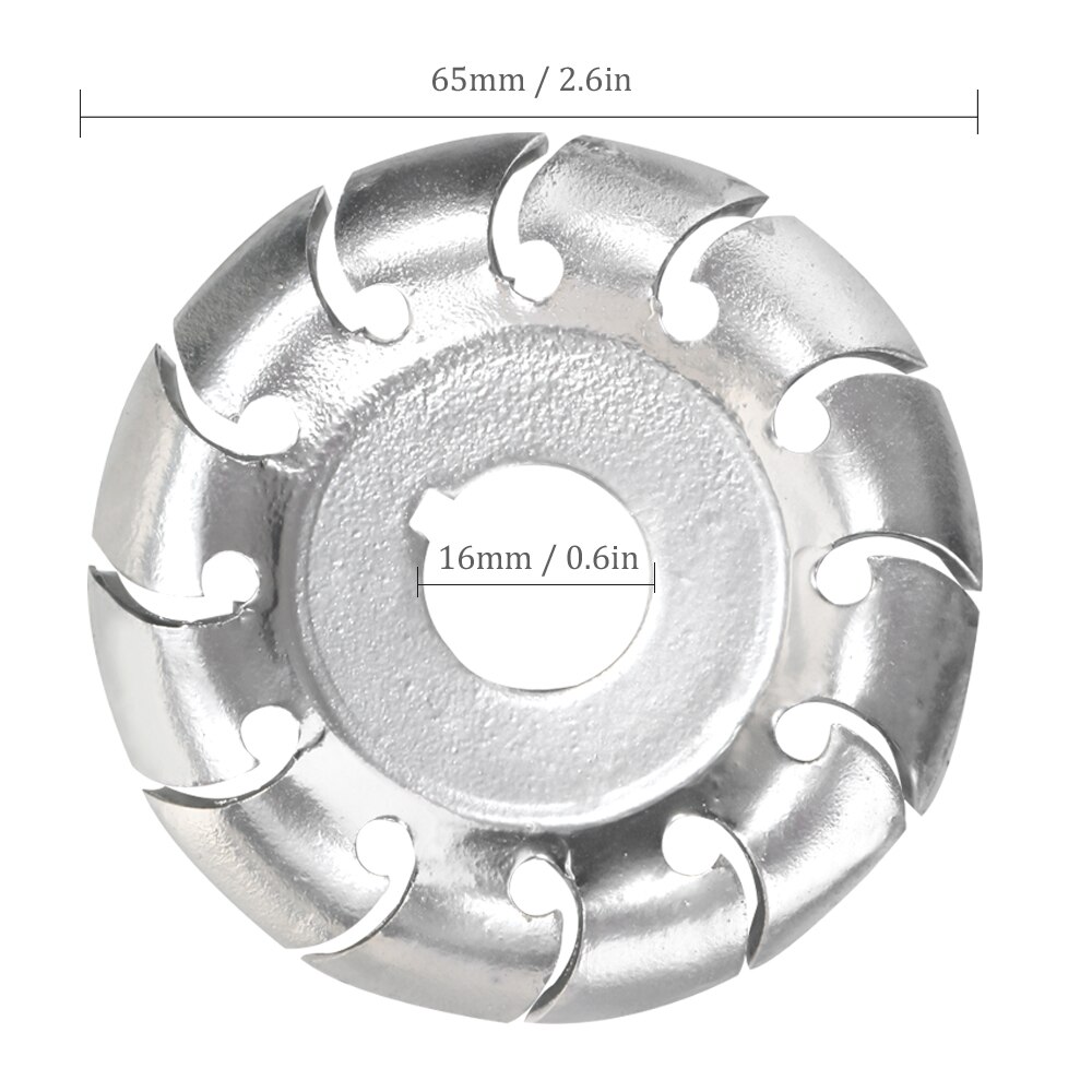 Hoge Hardheid Houtsnijwerk Disc 12 Tanden 16mm Boring Gat 65mm Diameter Hout Vormgeven Haakse Slijper Houtbewerking Tool