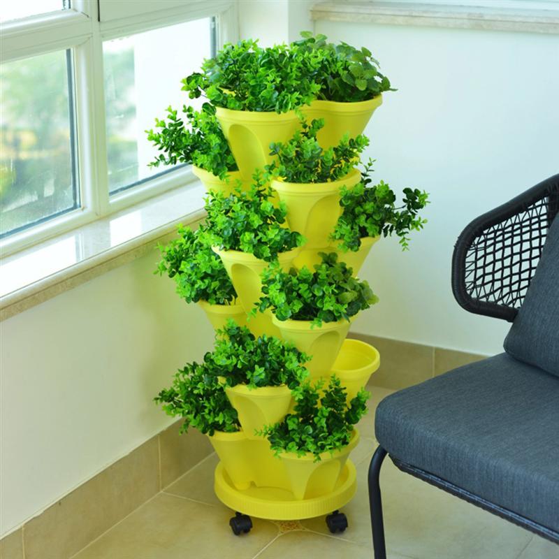 1 Set Stackable Flower Pot Garden Accessories Plant Pot Garden Pots Planters Plastic Tower Garden Pot Strawberry Planter