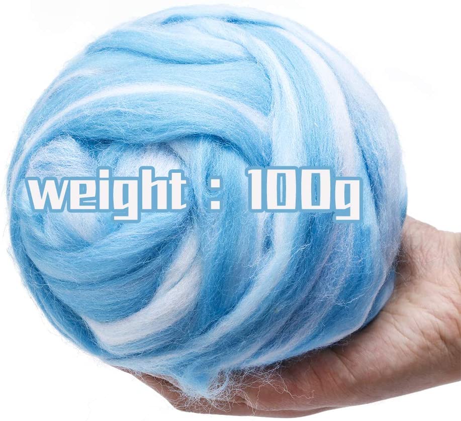 LMDZ 3.53oz Wool Roving Yarn, Fiber Roving Wool Top, Wool Felting Supplies, Wool, Chunky Yarn, Spinning Wool Roving
