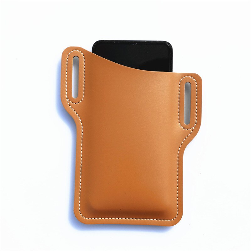 Men Cellphone Loop Holster Case For iPhone 12 11 Pro Max Cover Universal Leather Holster Belt Clip Pouch Phone Bag Purse Wallet: Orange