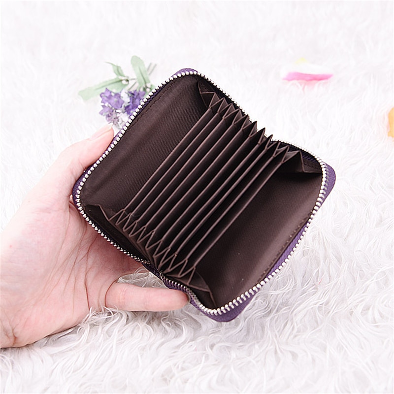 WESTCREEK Brand Women Zipper Card Holder Split Leather Cardholder Bags Credit Card Wallet for Credit Cards