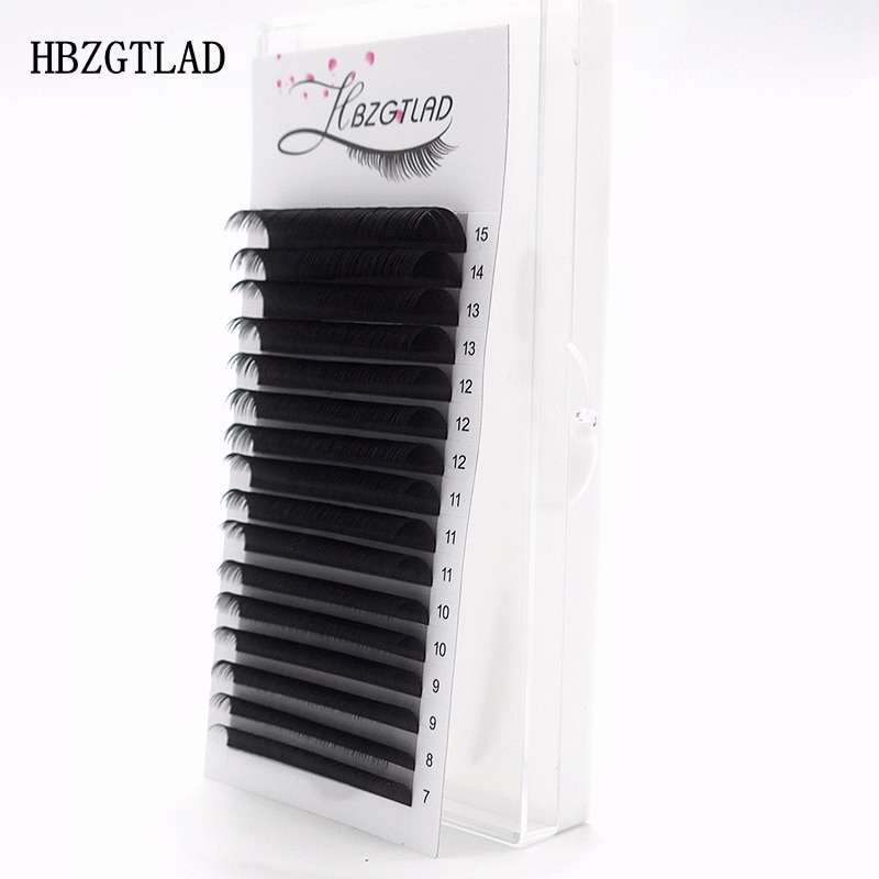 Hbzgtlad alle maten 16 rijen/doos 7 ~ 15mm mix premium natuurlijke synthetische nerts individuele wimperverlenging make-up maquiagem cilios