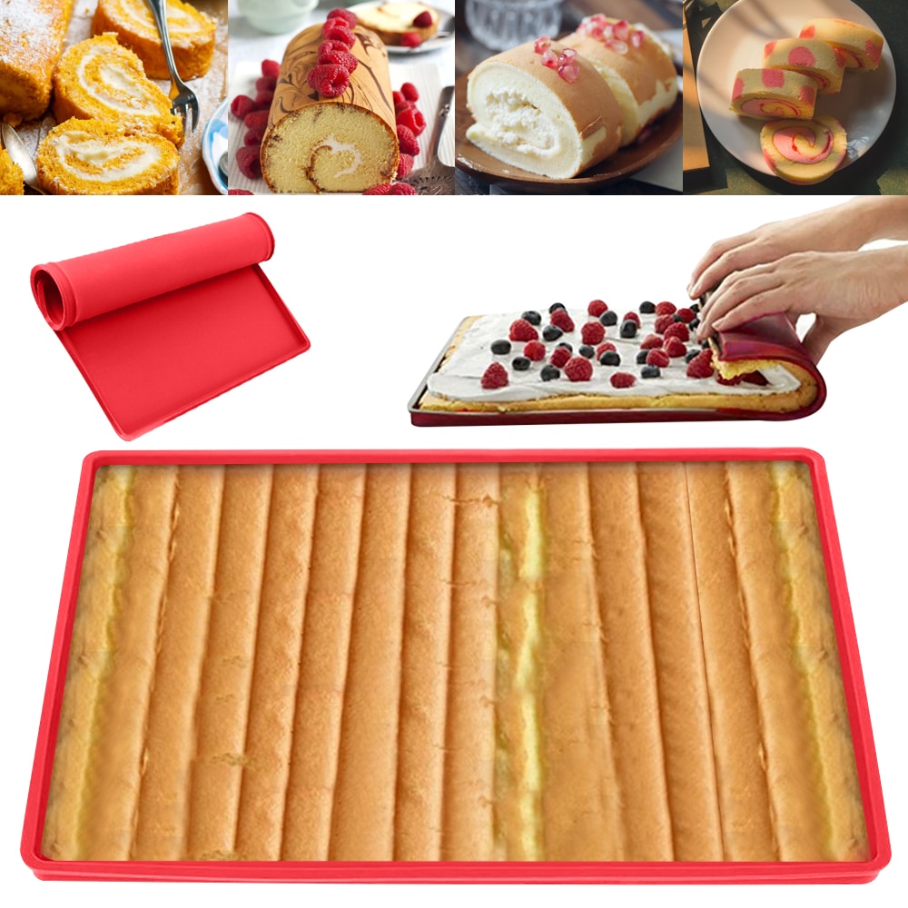 Food Grade Cake Roll Mat Double-sided Swiss Roll Bakeware Mat High Temperature Resistant Silicone Mold DIY Bakeware Baking Tools