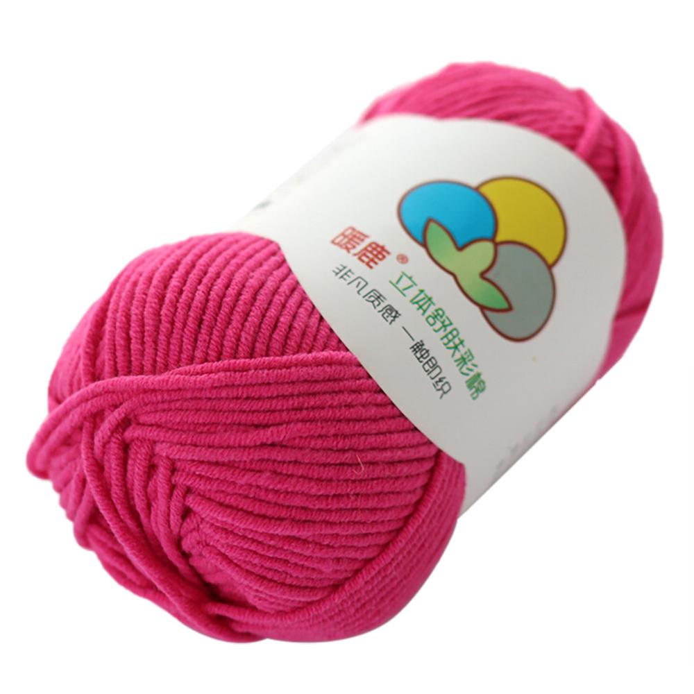 Wol Draad DIY Geweven Garen Hand Breien Gehaakte Hand Geweven 5 Strengen van Melk Katoen Warme Zachte Sjaal Trui wol Draad Q3: Hot Pink