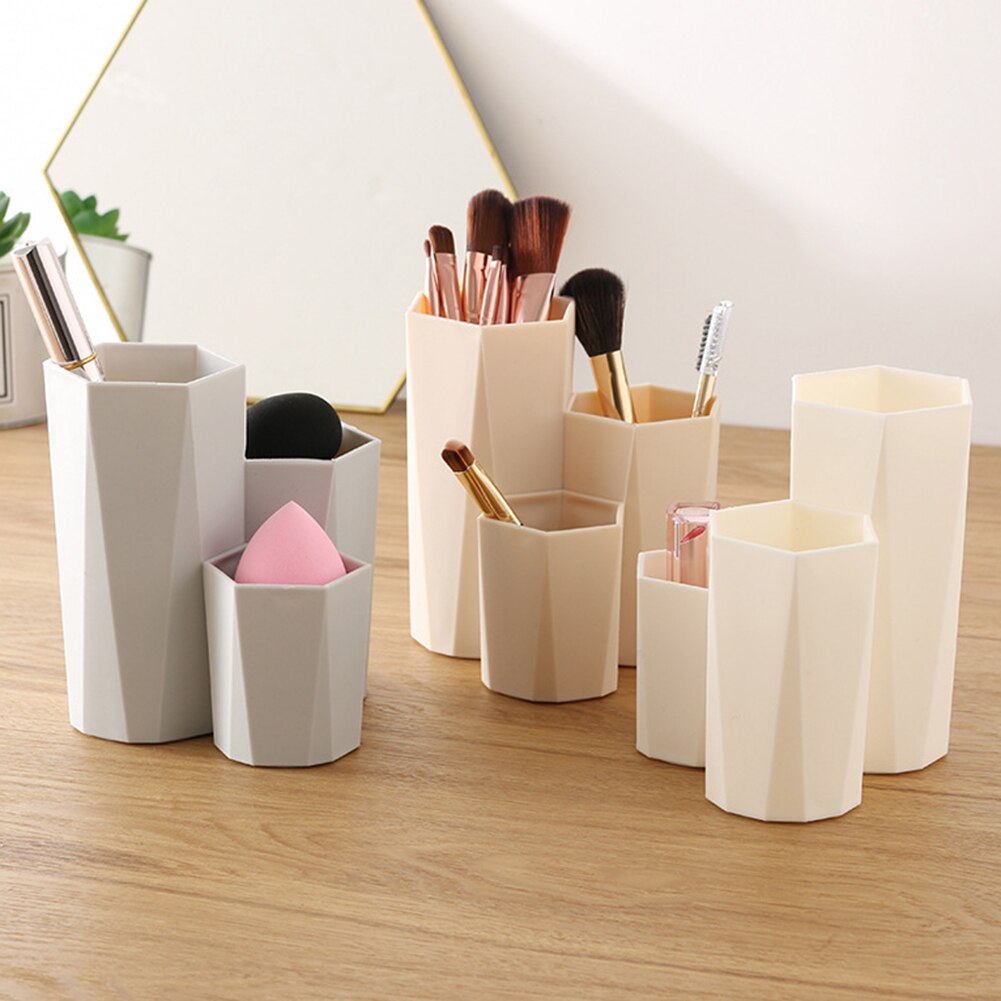 Caja de almacenamiento de cosméticos de escritorio de plástico pinceles para lápiz labial soporte organizador cajas de esmalte de uñas joyería estante de exhibición Kits de herramientas de maquillaje