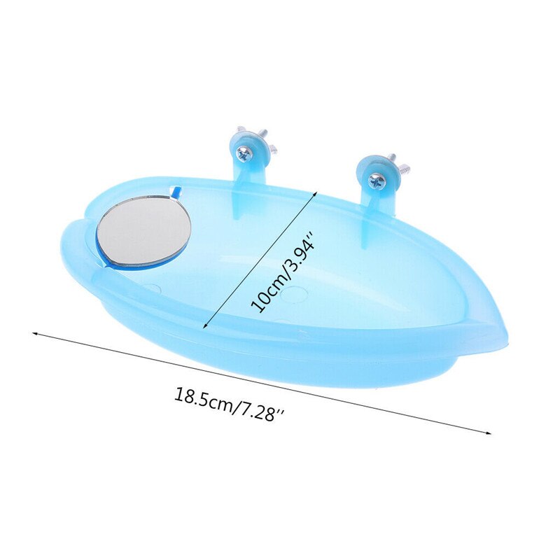 Bird Water Bath Tub With Mirror For Pet Bird Cage Hanging Bowl Parrots Parakeet Birdbath